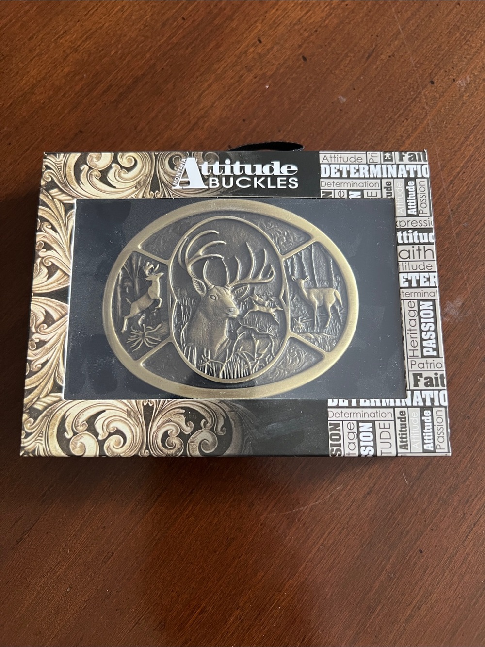 Montana Silversmiths Black and Gold Attitude Buckles Gift Box